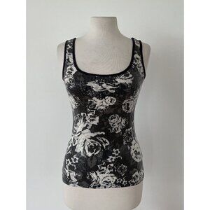 Women’s Bongo Black and White Floral Sequin Blouse Size Small SKU = VM 19